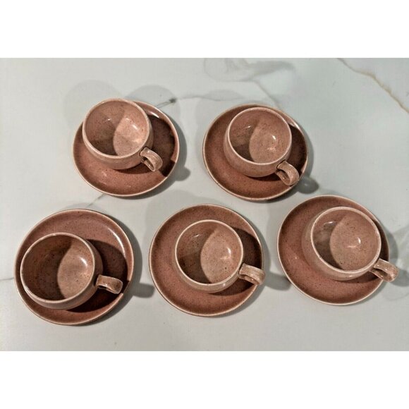 Vintage Beautiful Mauve Pink RUSSELL WRIGHT Iroquois 5pc Tea Cup & Saucer Set - Picture 1 of 10